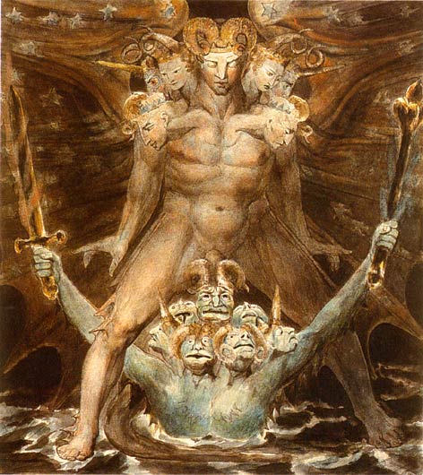The Great Red Dragon and the Beast from the Sea, William Blake [Public domain], via Wikimedia Commons