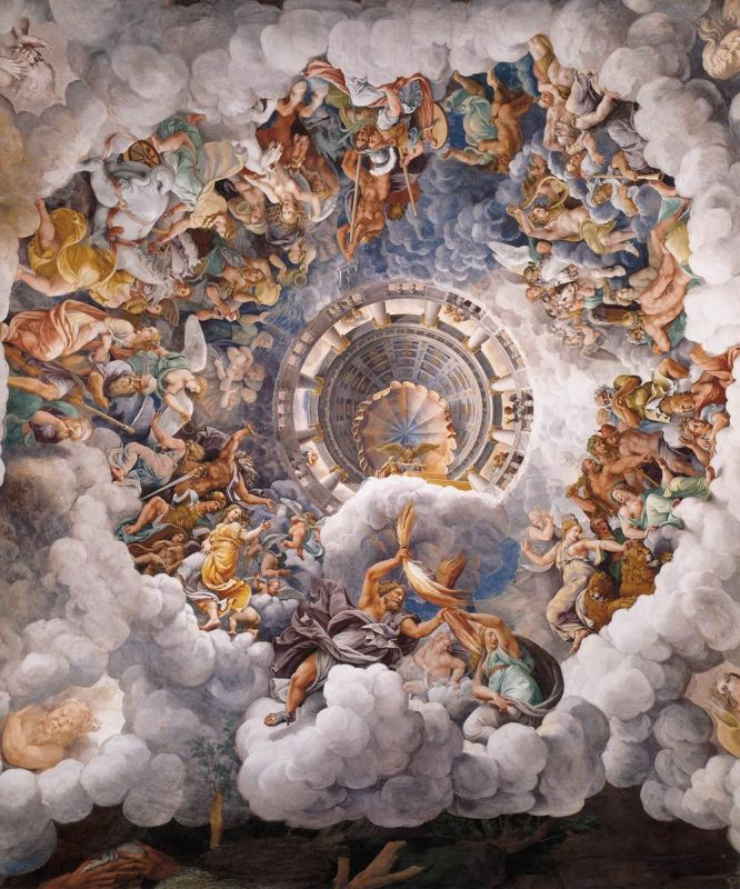 L'assemblée des dieux autour du trône de Jupiter par Giulio Romano